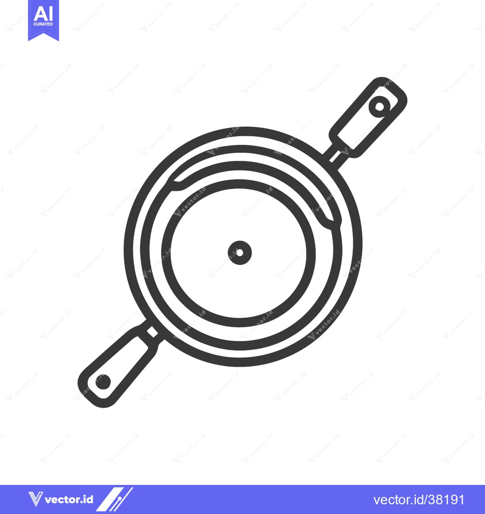 Premium Vector dari Minimalist Frying Pan Icon with Dual Handles on White Background