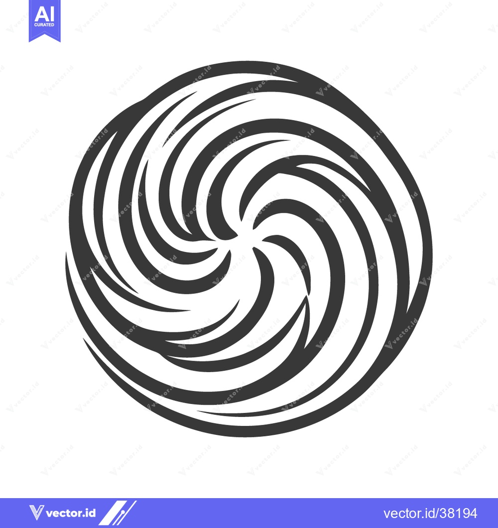 Premium Vector dari Abstract Swirl: Dynamic Circular Pattern with Bold Black Lines on Whit