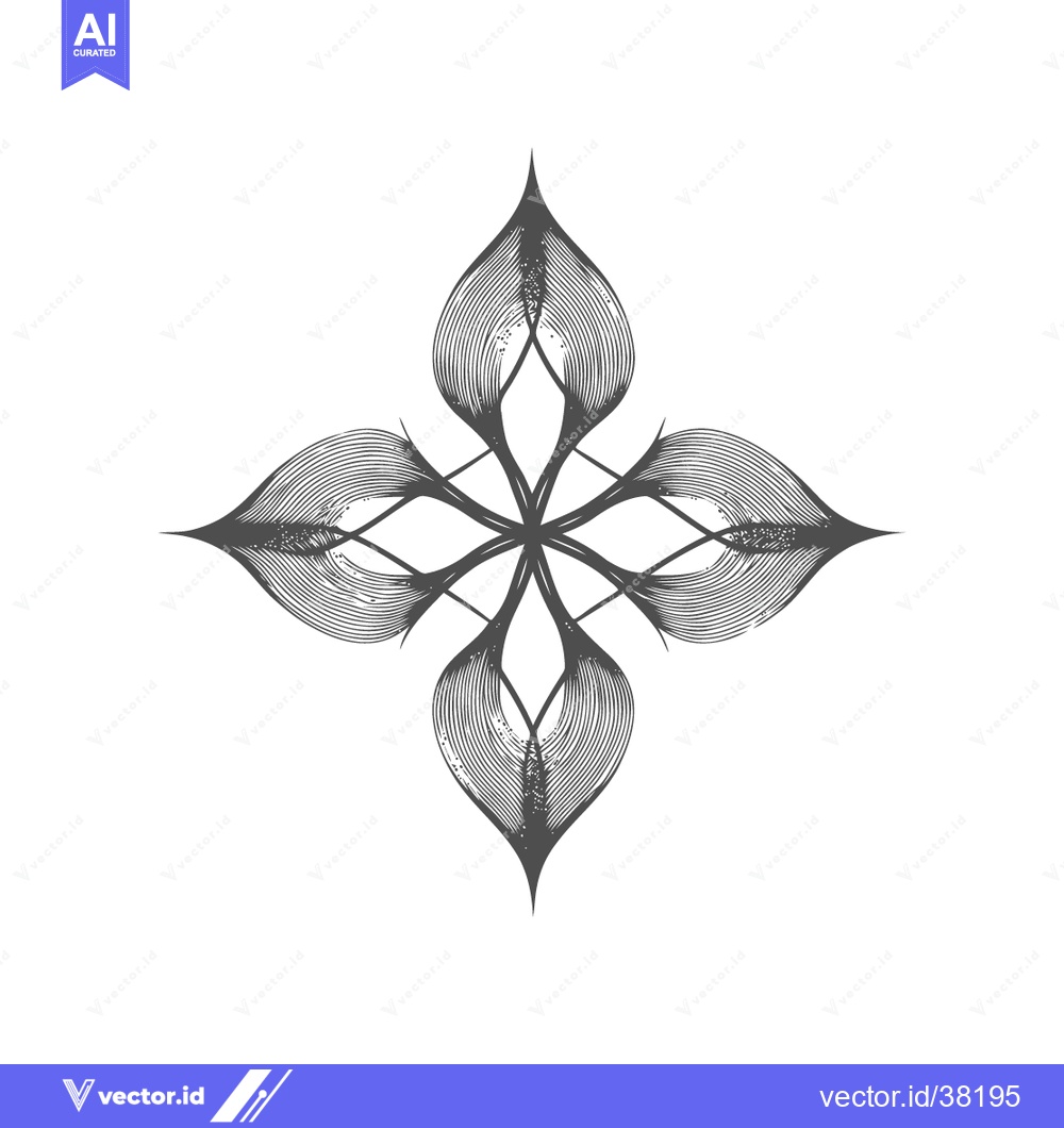 Premium Vector dari Intricate Floral Cross Design: Elegant Line Art on White Background