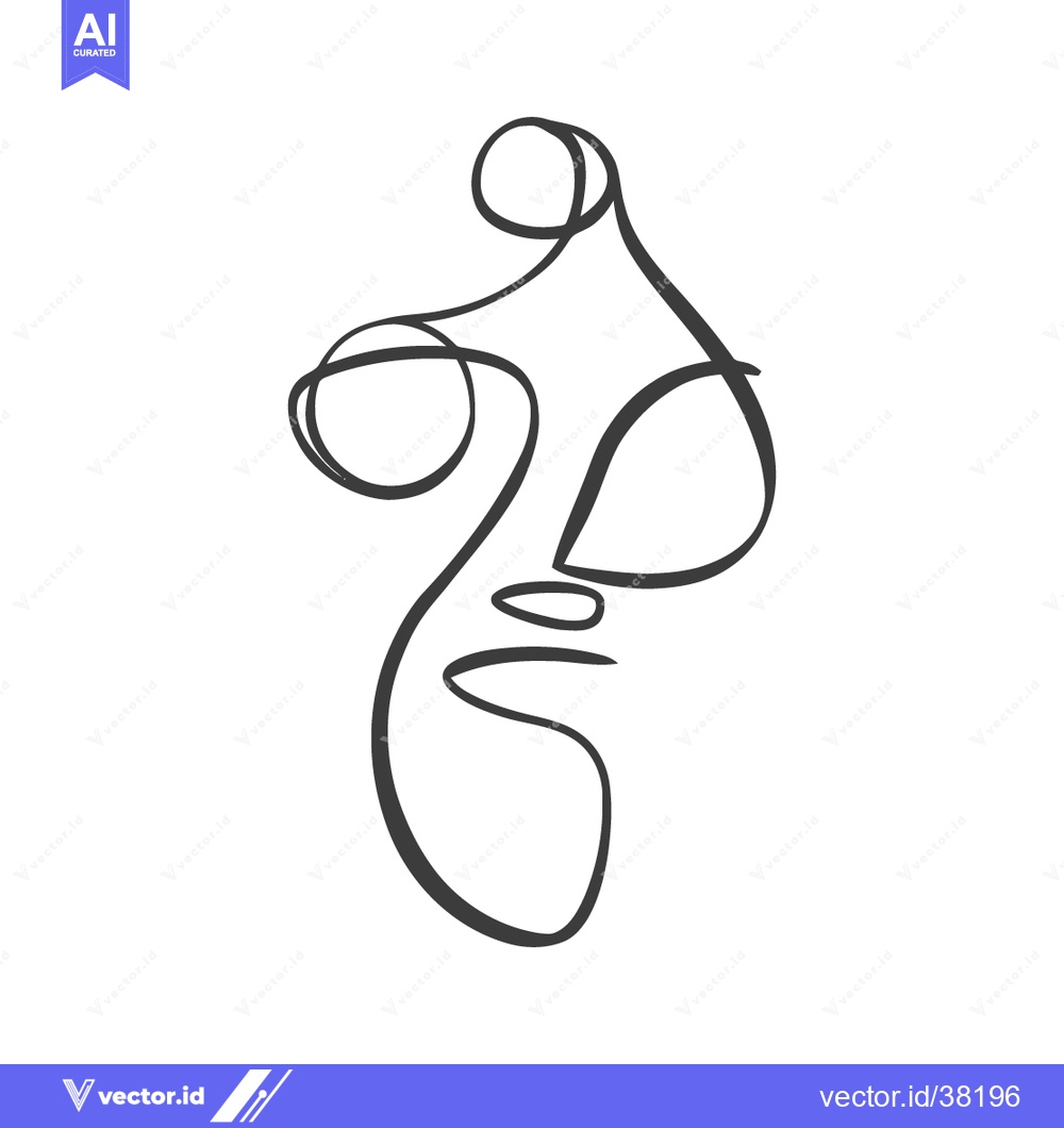 Premium Vector of Minimalist Line Art: Abstract Face Portrait in Continuous Stroke Style