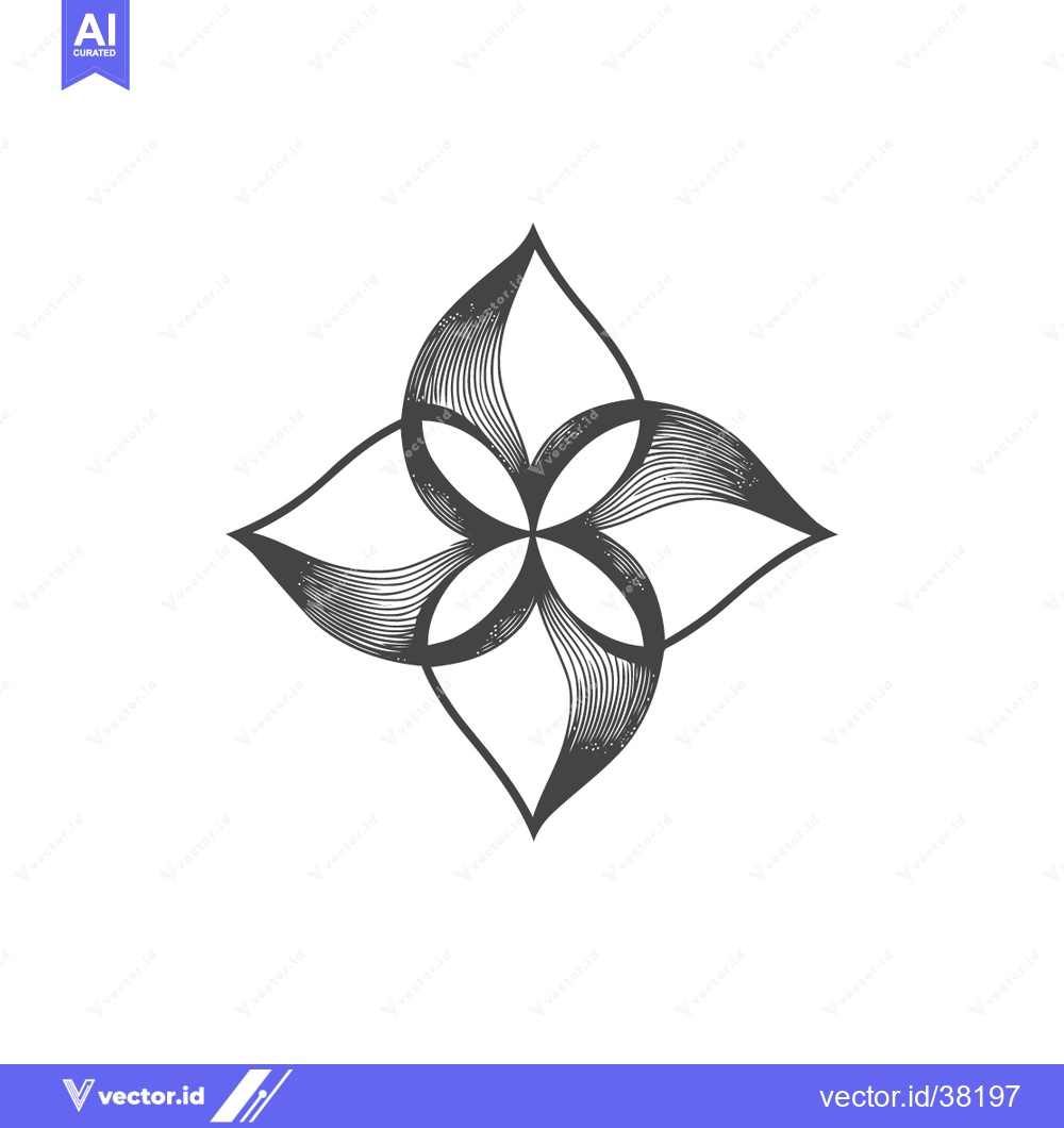 Premium Vector dari Elegant Floral Design: Intricate Lines and Symmetrical Beauty on White