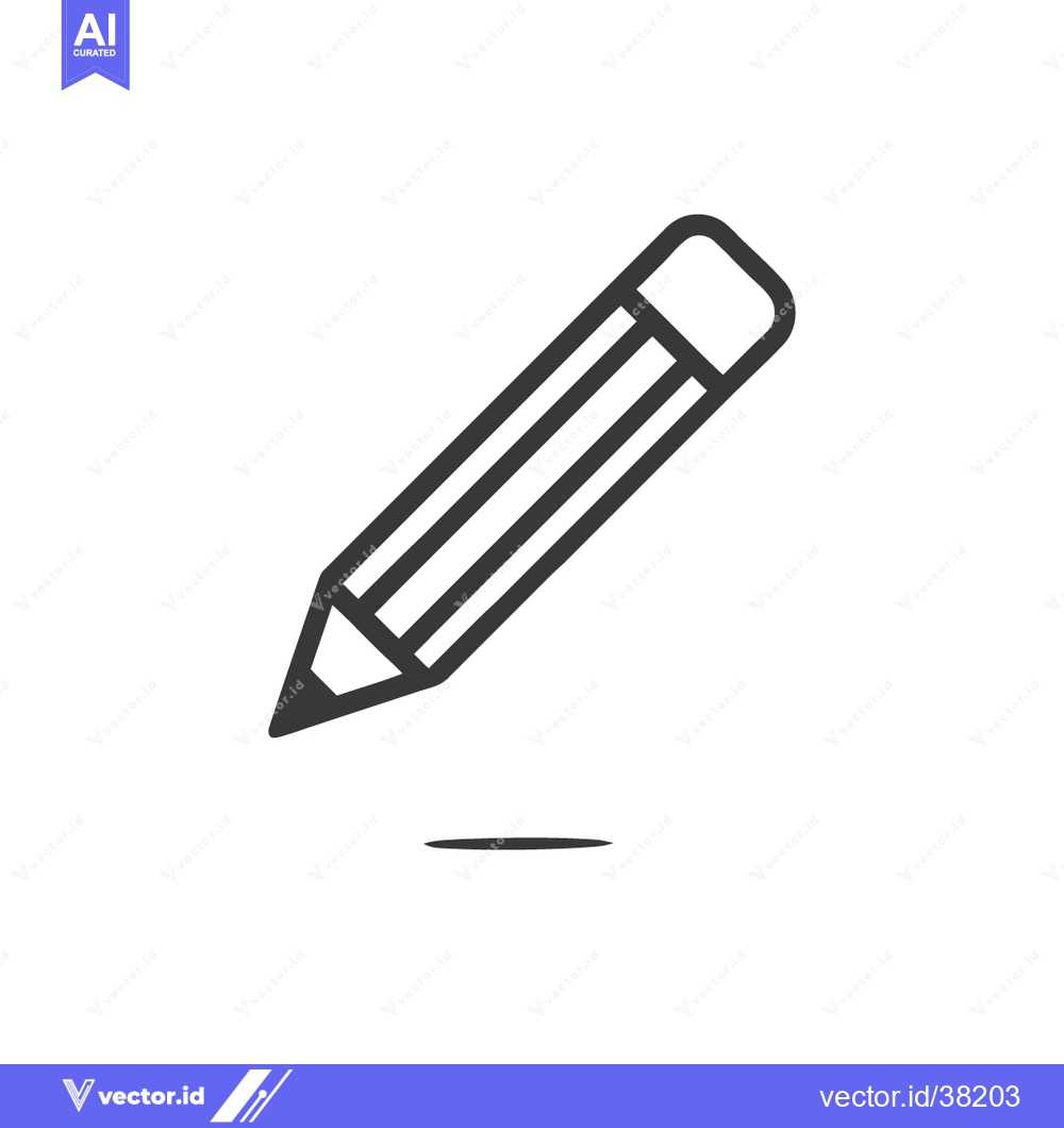 Premium Vector dari Minimalist Pencil Icon with Shadow on White Background, Simple Design