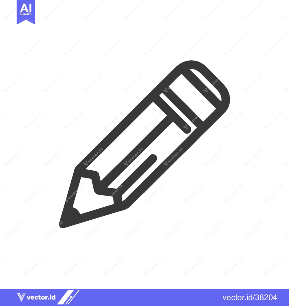 Premium Vector of Minimalist Pencil Icon: Sharp Point, Eraser, Bold Outline on White