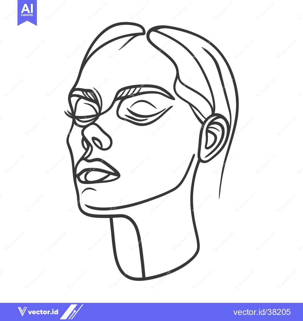 Premium Vector dari A simple black and white line art drawing of a face