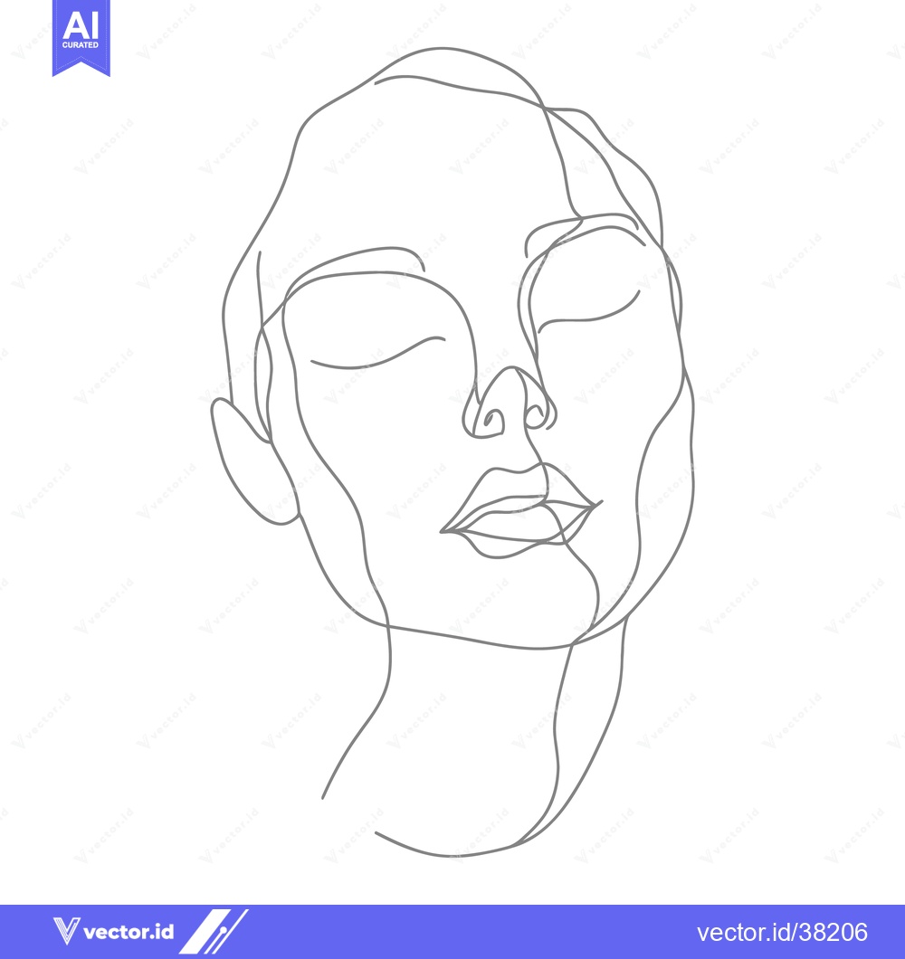 Premium Vector dari A simplistic linear drawing portrays a human face in repose