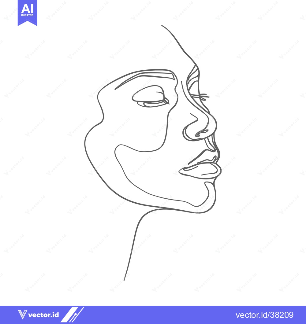 Premium Vector dari A simple line drawing showing a serene human face profile