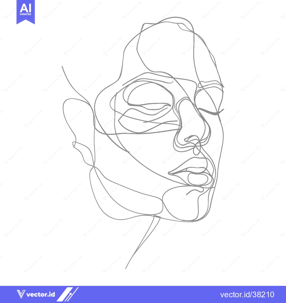 Premium Vector dari A single line drawing of a female face in repose