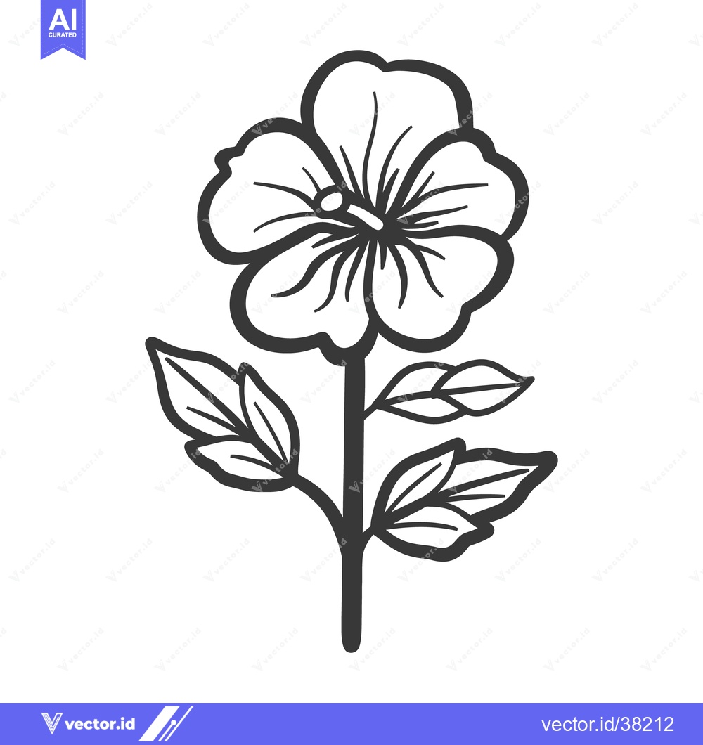 Premium Vector of A single black and white outline drawing of a flower