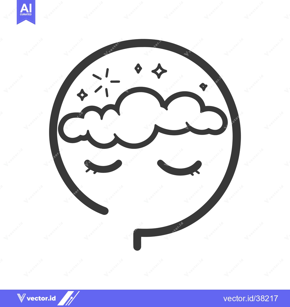 Premium Vector dari A stylized depiction of a closed eyed brain dreaming