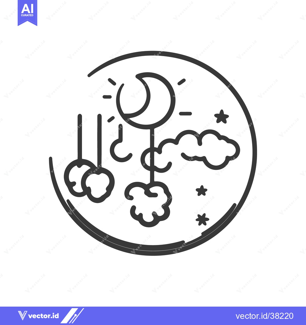 Premium Vector of A monochrome circle graphic depicts night time symbols in simple lines