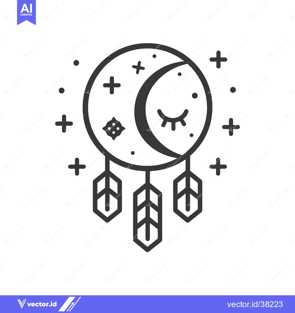 Premium Vector of A stylized black and white image of a dreamcatcher design