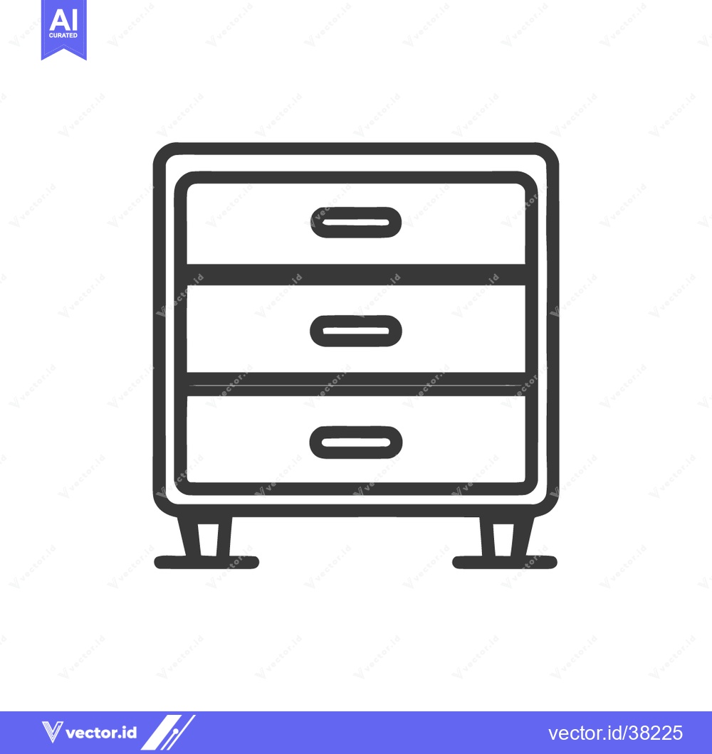Premium Vector of Minimalist Chest of Drawers Icon with Three Drawers and Legs