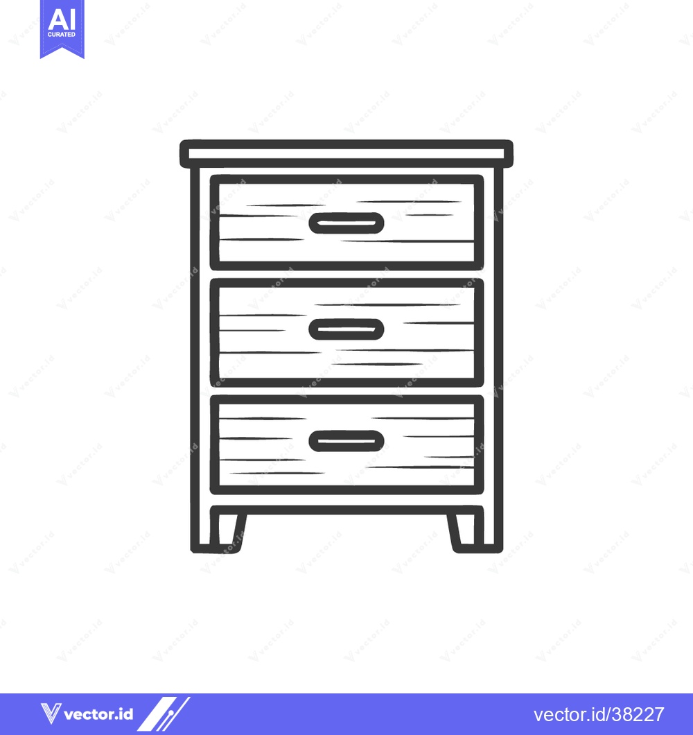 Premium Vector dari Minimalist Three-Drawer Dresser Illustration with Clean Lines and Simp