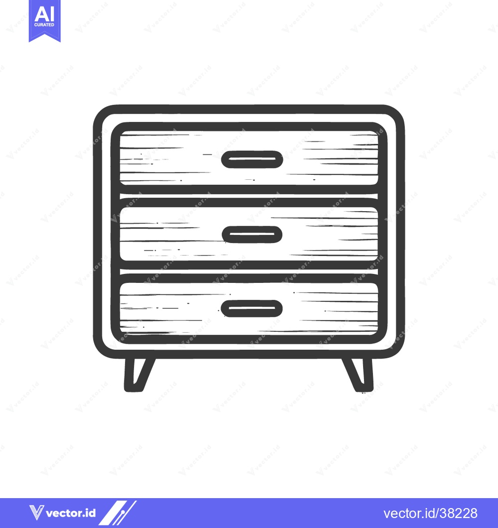 Premium Vector dari Stylized Chest of Drawers Icon with Wood Grain Texture and Rounded Edg