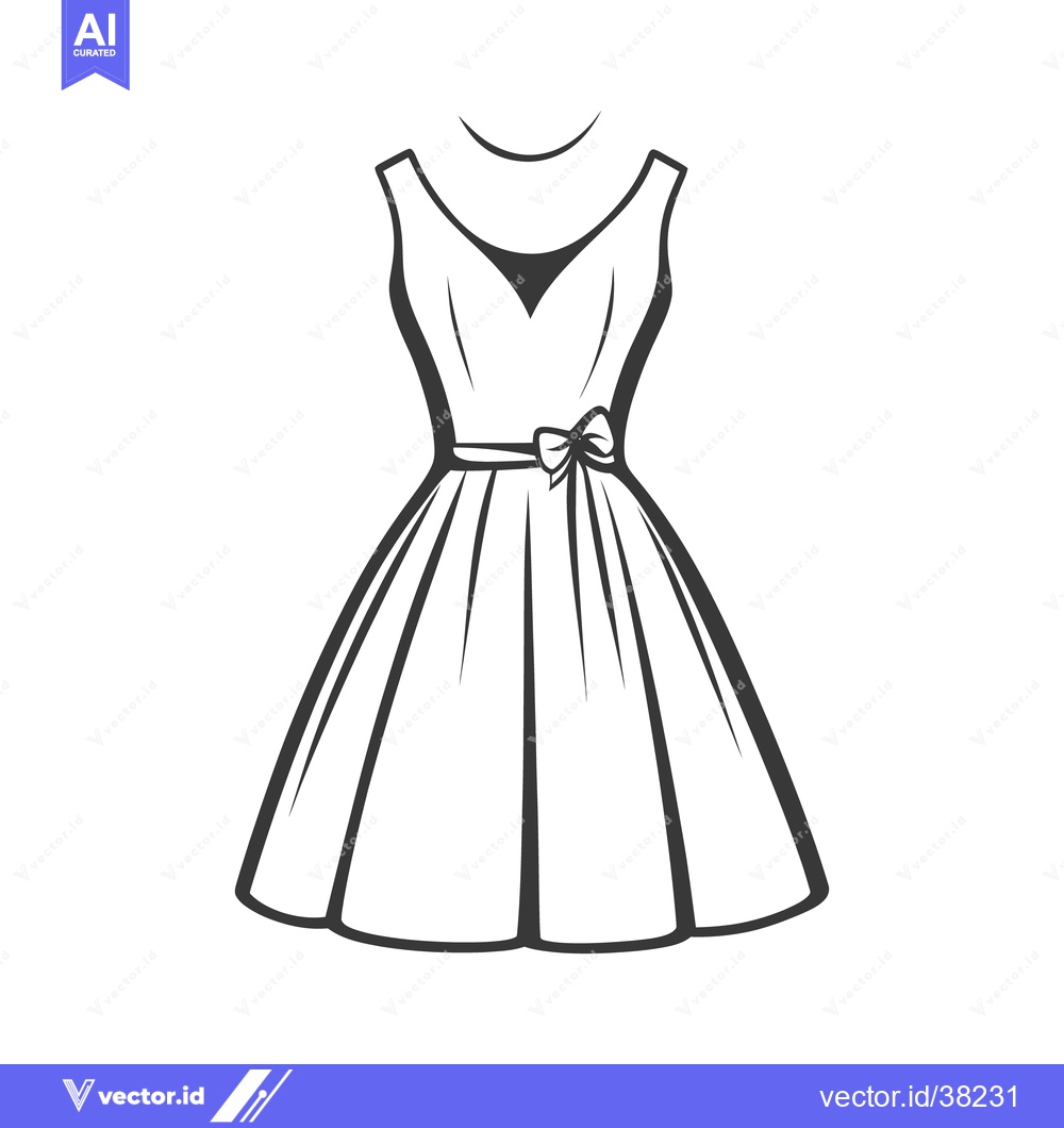 Premium Vector of A simple line drawing of a formal womans dress
