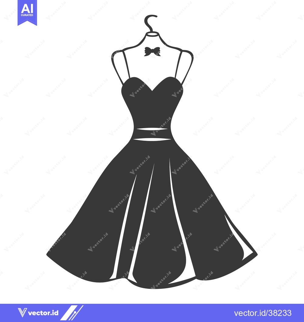 Premium Vector dari A black elegant dress displayed on a mannequin with a bow