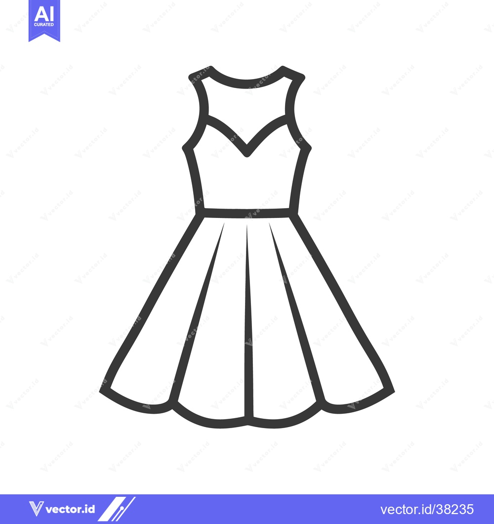 Premium Vector dari An illustration of a simple elegant sleeveless dress in black outline