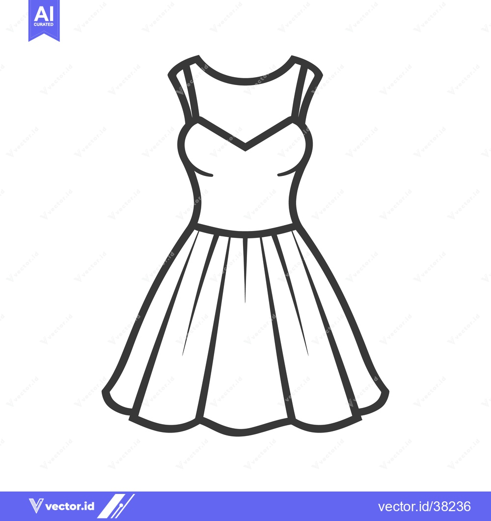 Premium Vector dari A black and white line art illustration of a formal dress