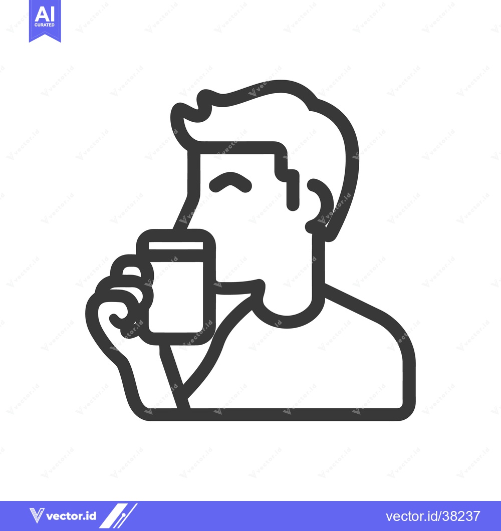 Premium Vector dari A person is drinking from a small container happily