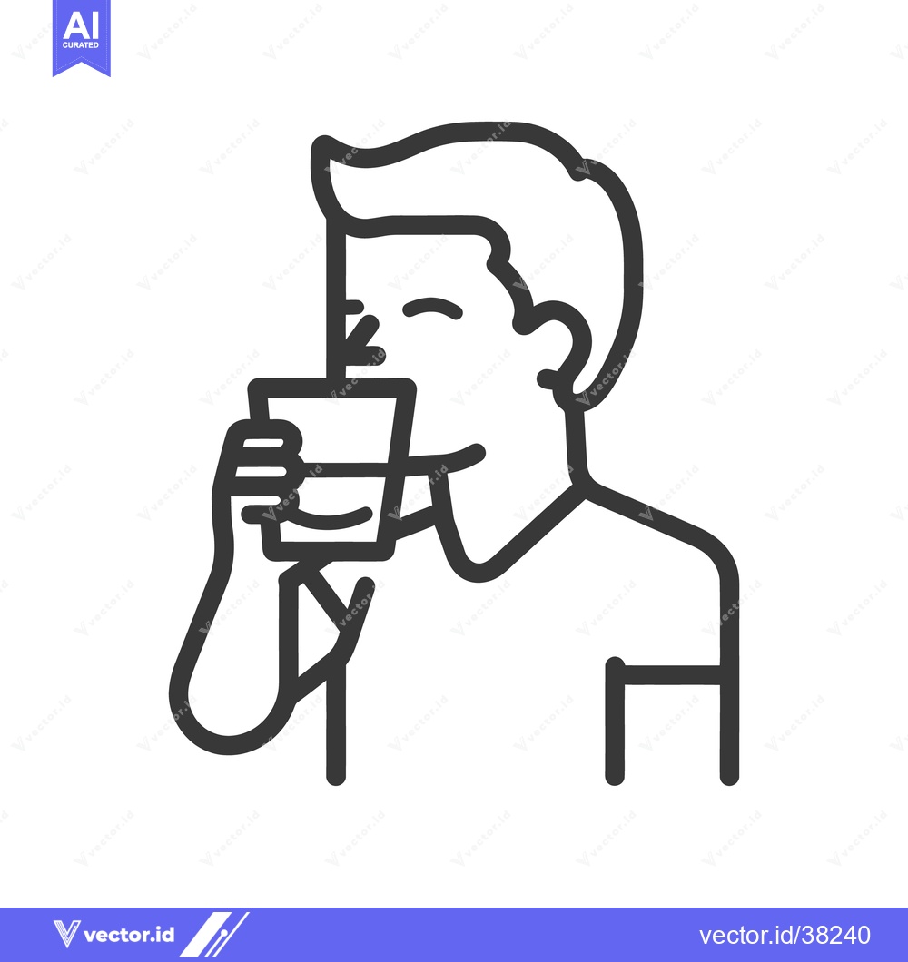 Premium Vector dari A happy person is drinking water from a glass