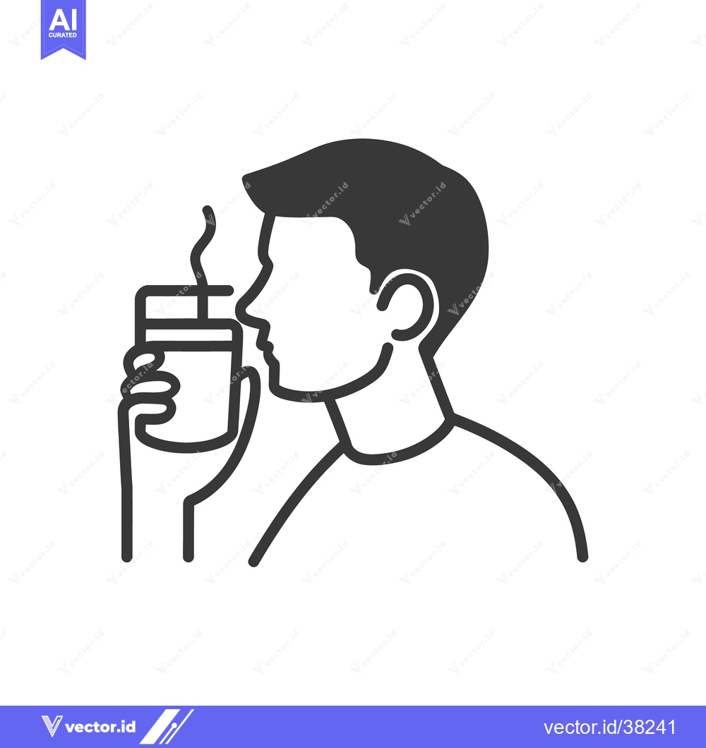 Premium Vector of A person smells a hot beverage from a small container