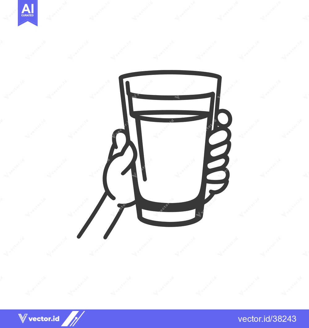Premium Vector dari A black and white drawing depicts a hand holding a glass