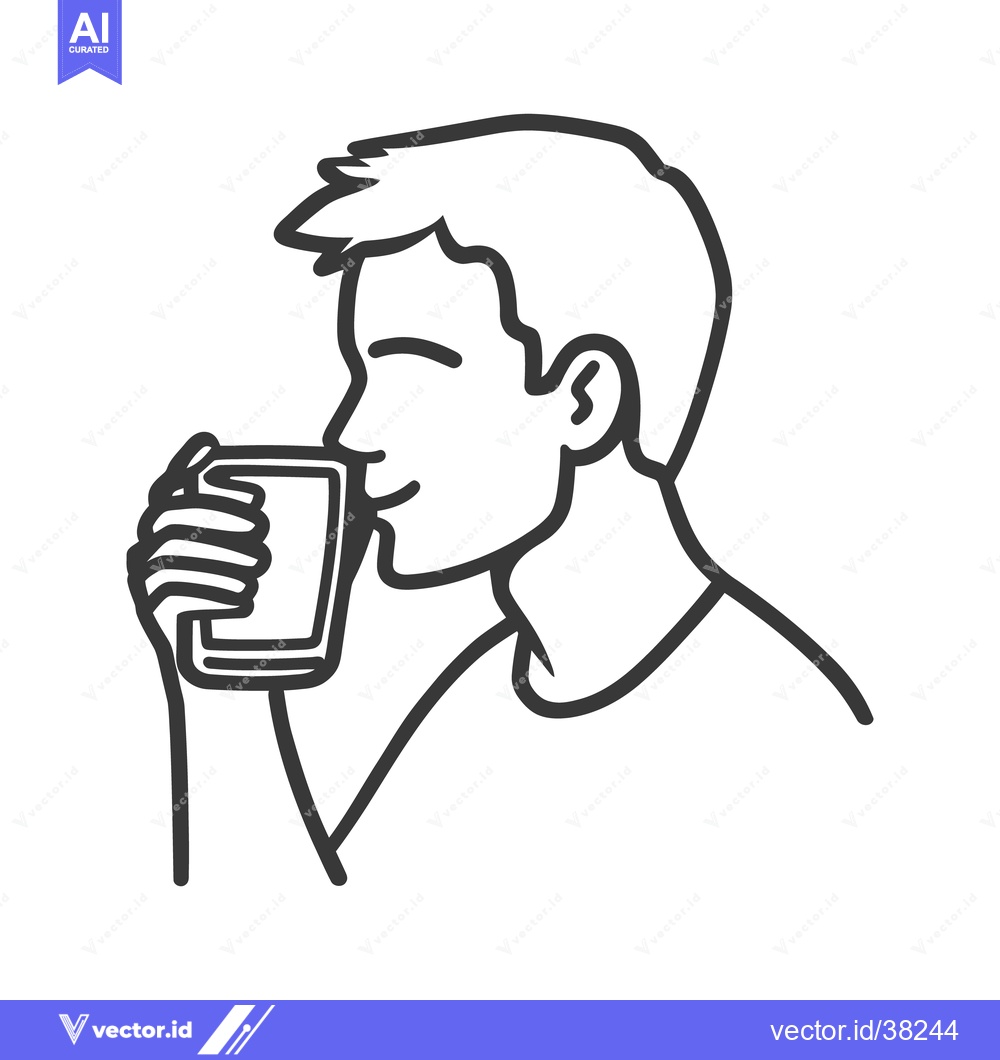 Premium Vector dari A person is drinking liquid from a clear glass container