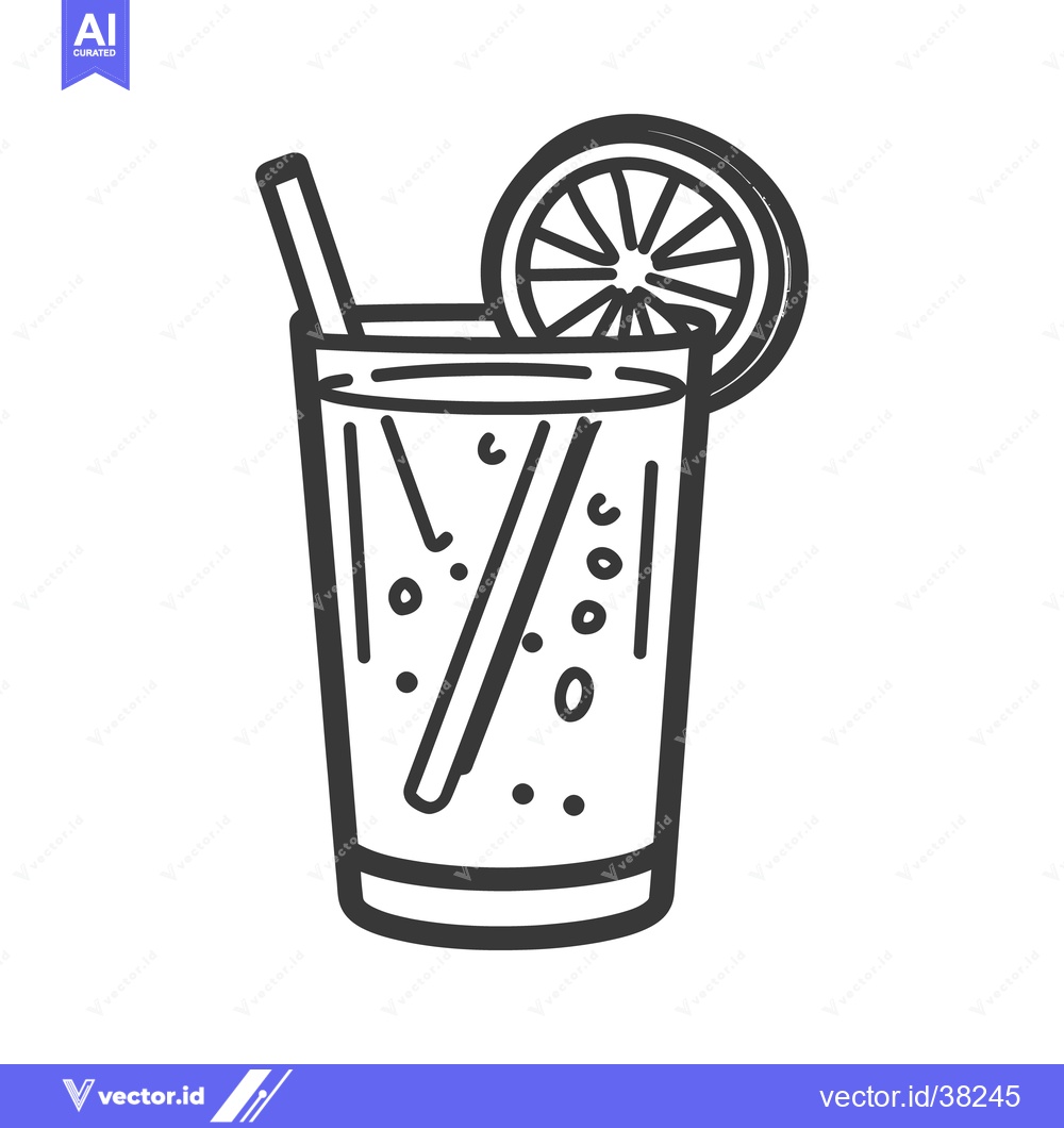 Premium Vector dari A Simple Drawing Depicting a Glass of Refreshing Drink