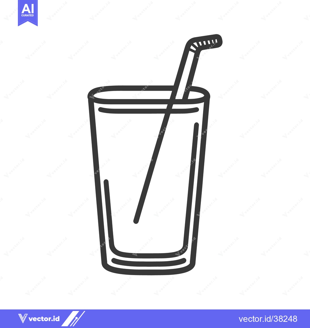Premium Vector dari A tall glass of beverage with a straw for drinking is pictured