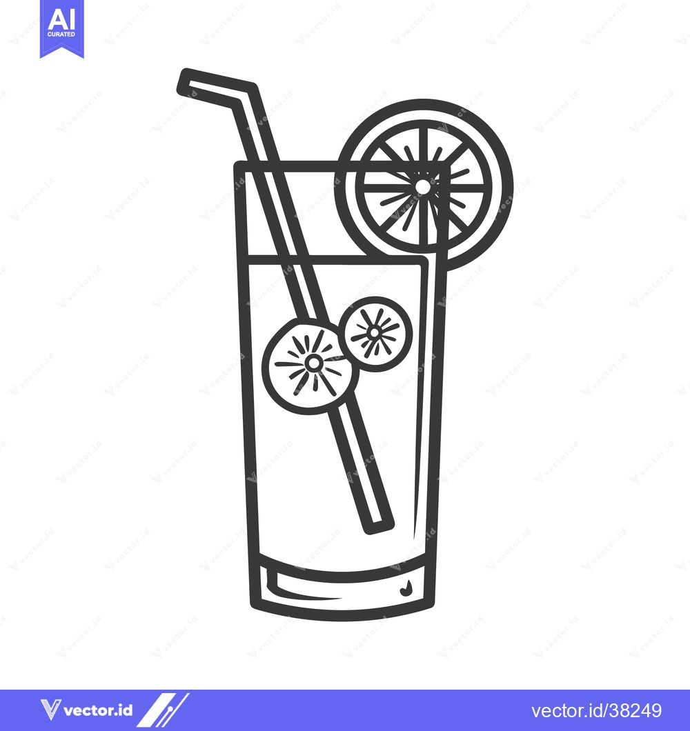 Premium Vector of A tall glass of cool refreshing beverage with citrus fruit