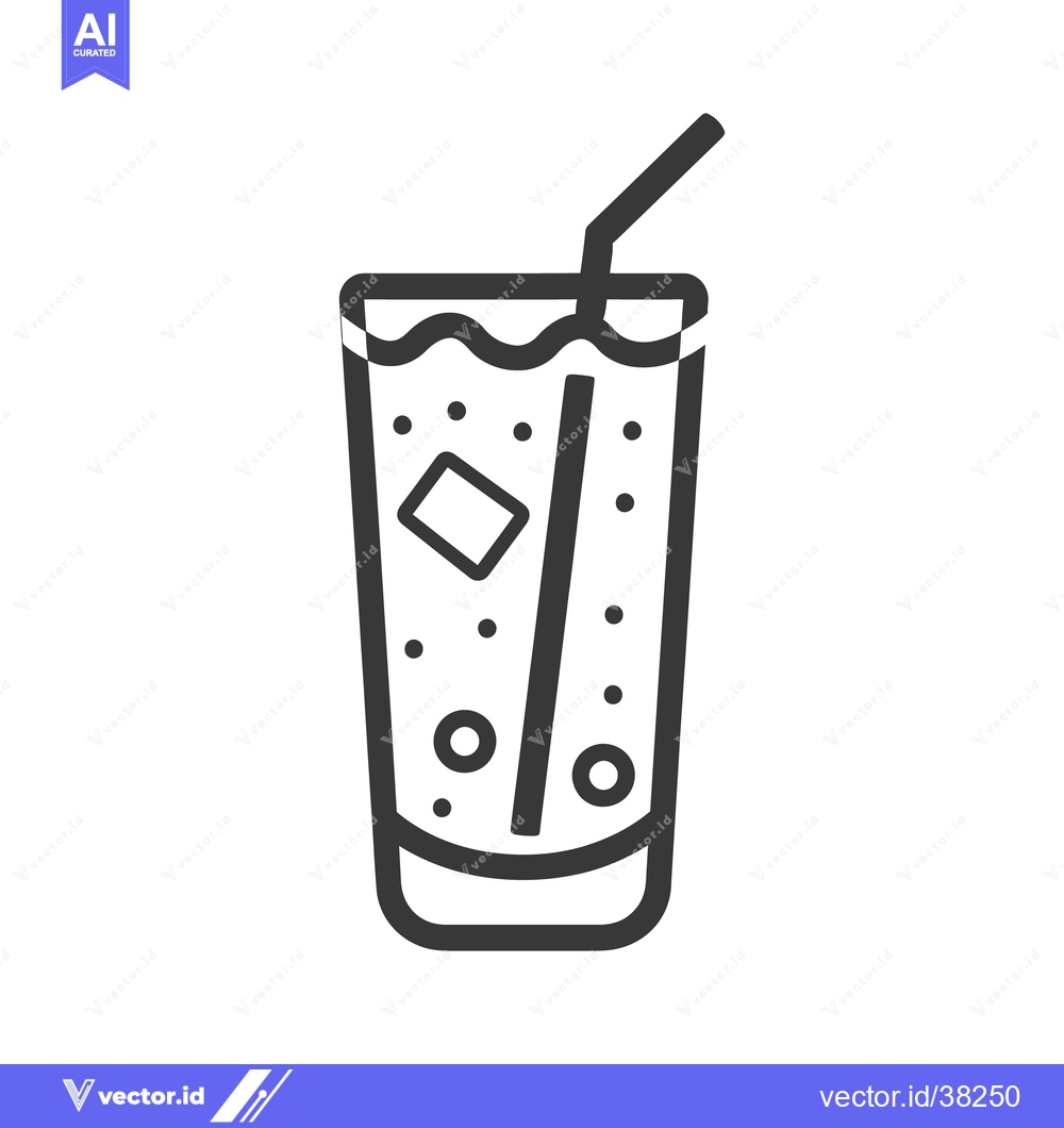 Premium Vector dari A tall beverage glass filled with ice and a straw