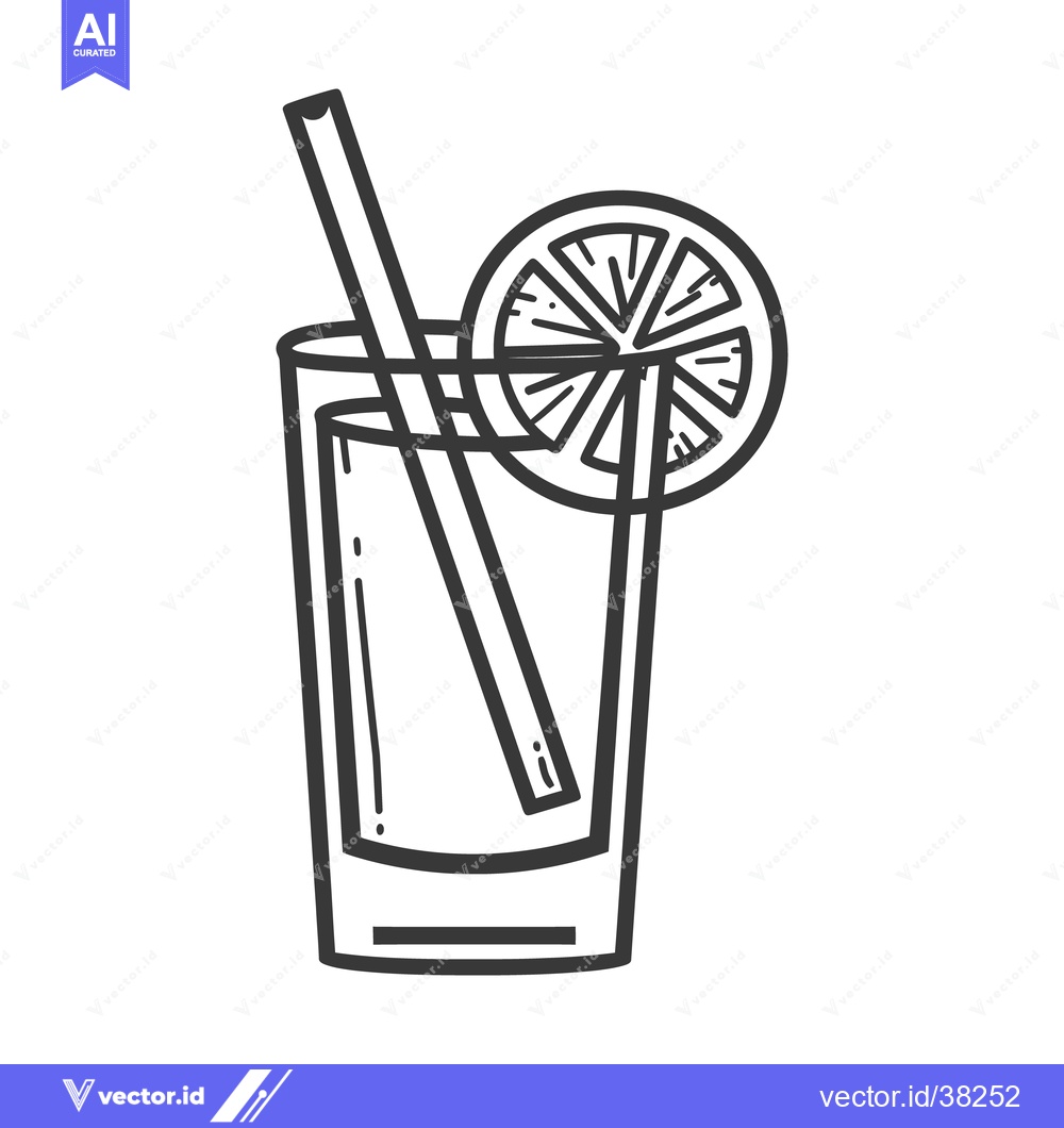 Premium Vector of A refreshing drink in a glass with a straw and citrus garnish
