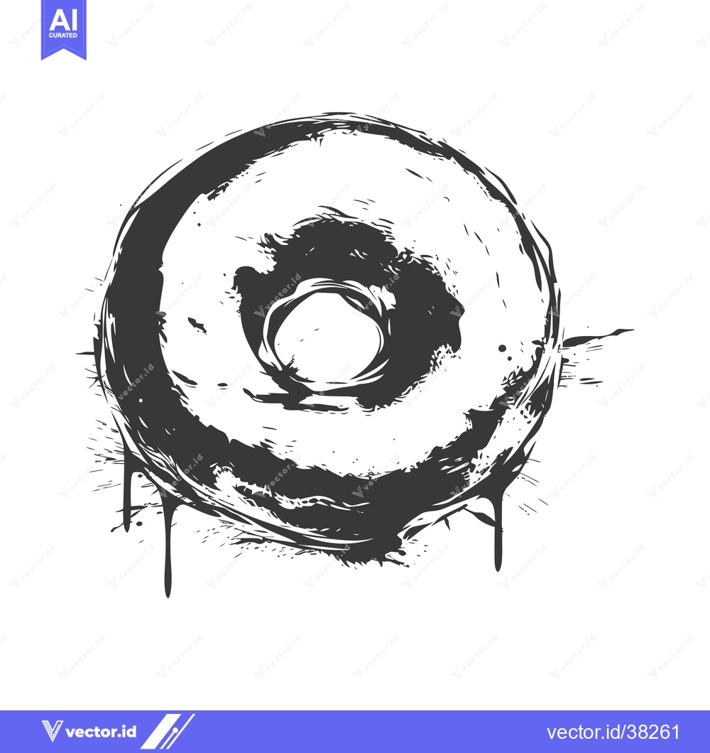 Premium Vector dari Dripping Black Ink Donut Illustration