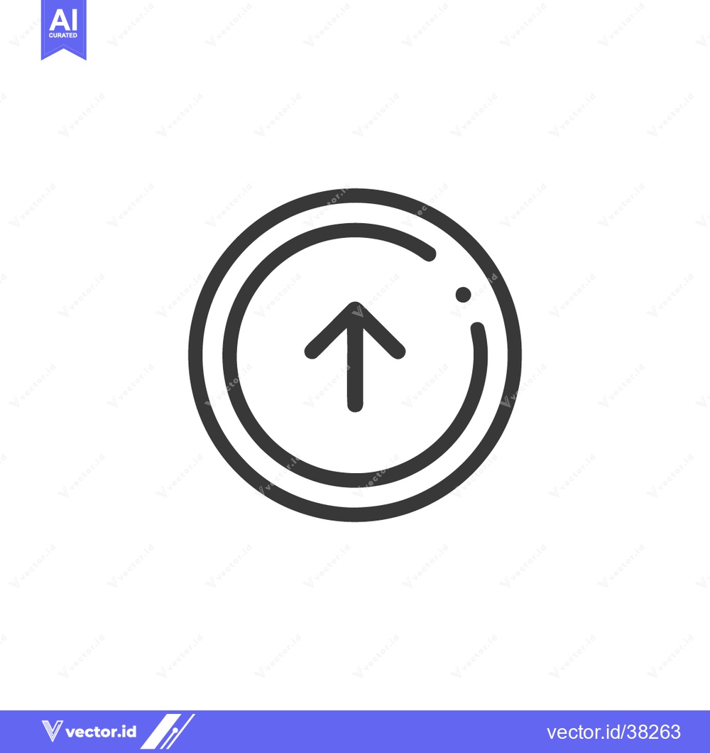 Premium Vector dari Minimalist Up Arrow Icon in Double Circle with Dot Accent