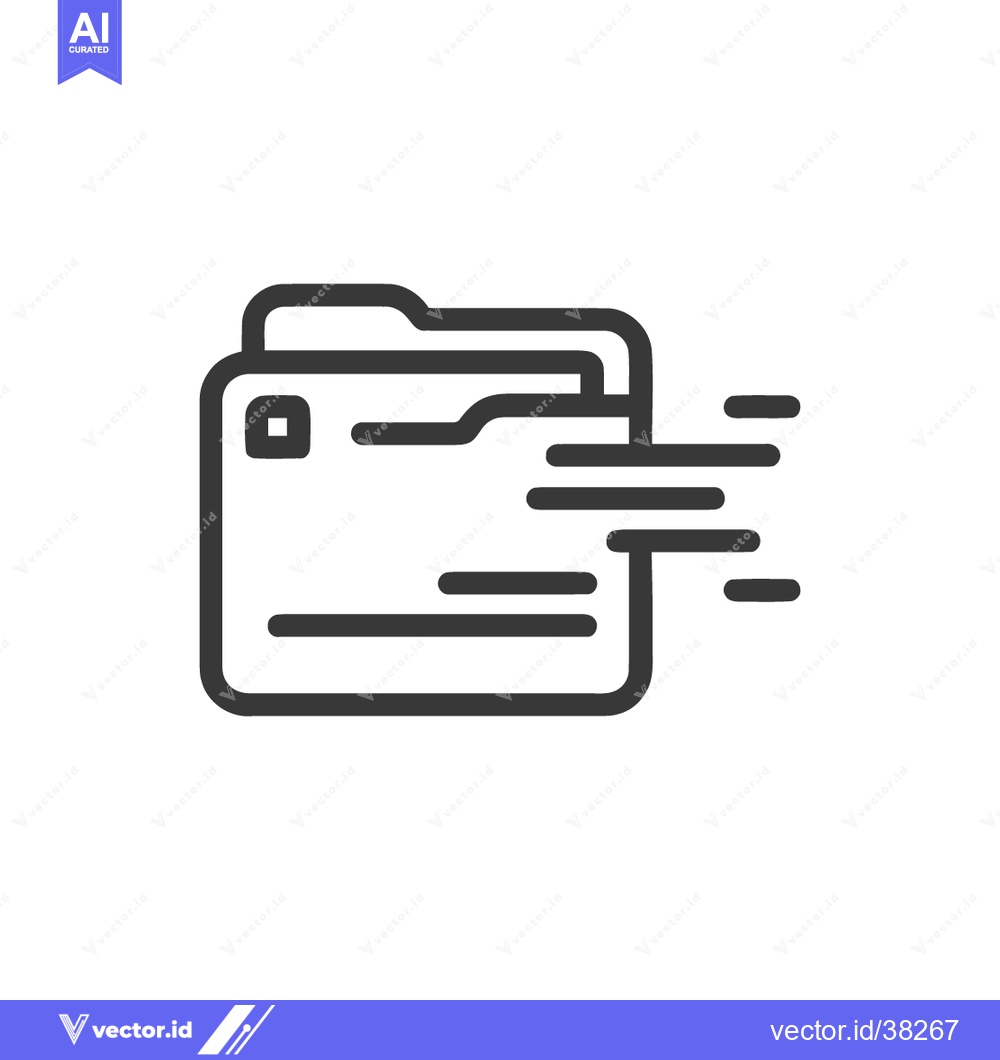 Premium Vector dari Fast File Transfer: Minimalist Icon of Data Folder with Motion Lines