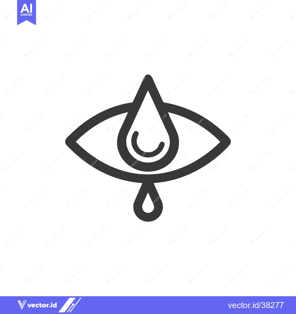 Premium Vector of Stylized Eye with Tears: Minimalist Icon of Sadness and Emotion