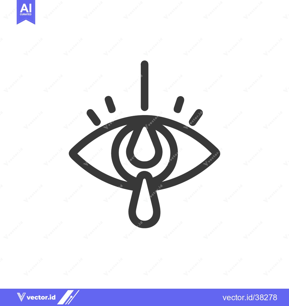 Premium Vector of Crying Eye Icon: Minimalist Line Art with Tears and Lashes