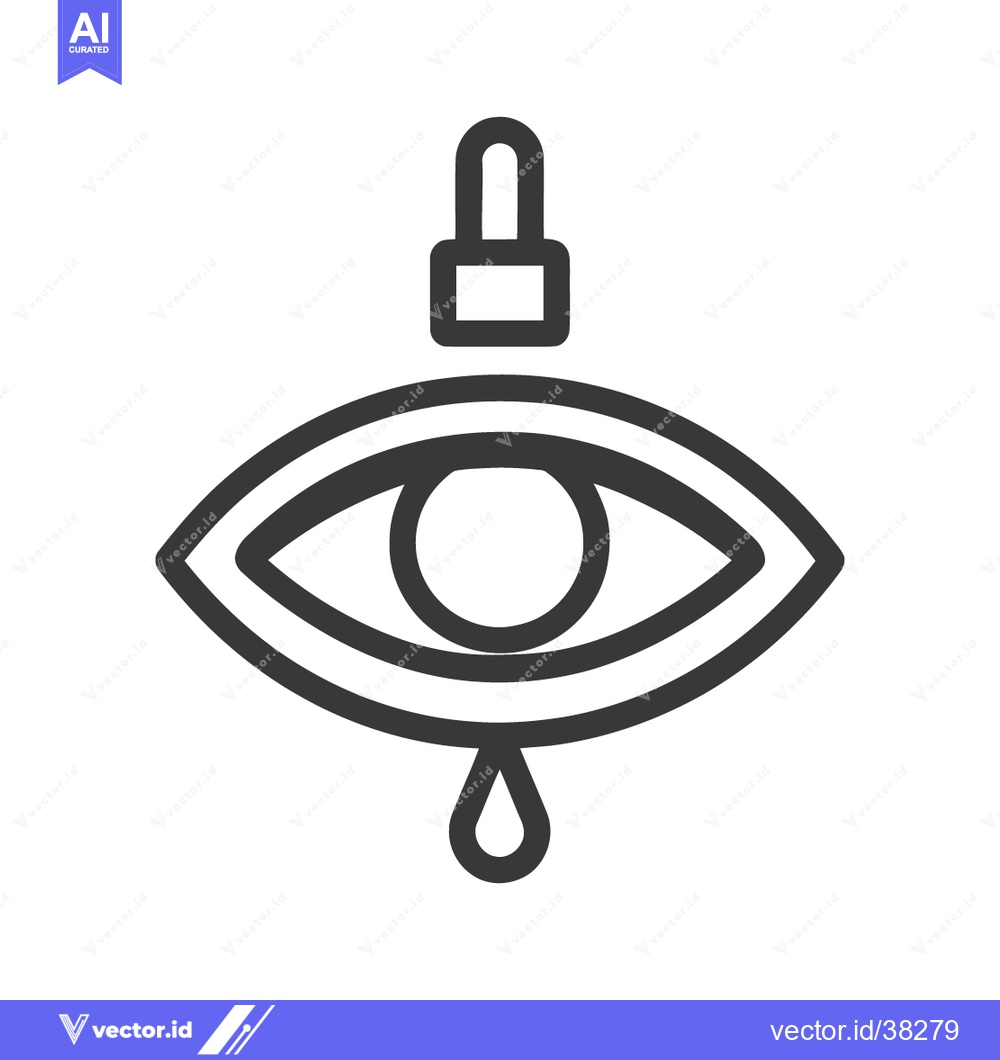 Premium Vector dari Minimalist Eye Icon with Dropper and Tear, Black Outline on White
