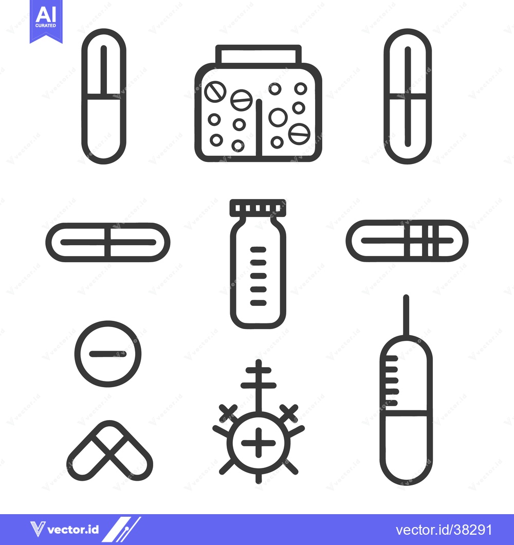 Premium Vector dari Outline illustrations representing various medication and medical rela