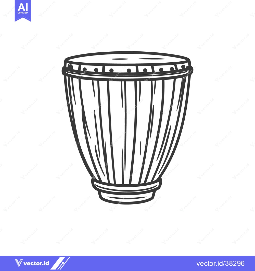Premium Vector dari A black and white drawing of a musical drum instrument