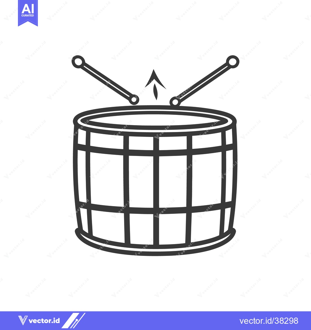 Premium Vector dari A monochrome image of a drum and its percussion sticks