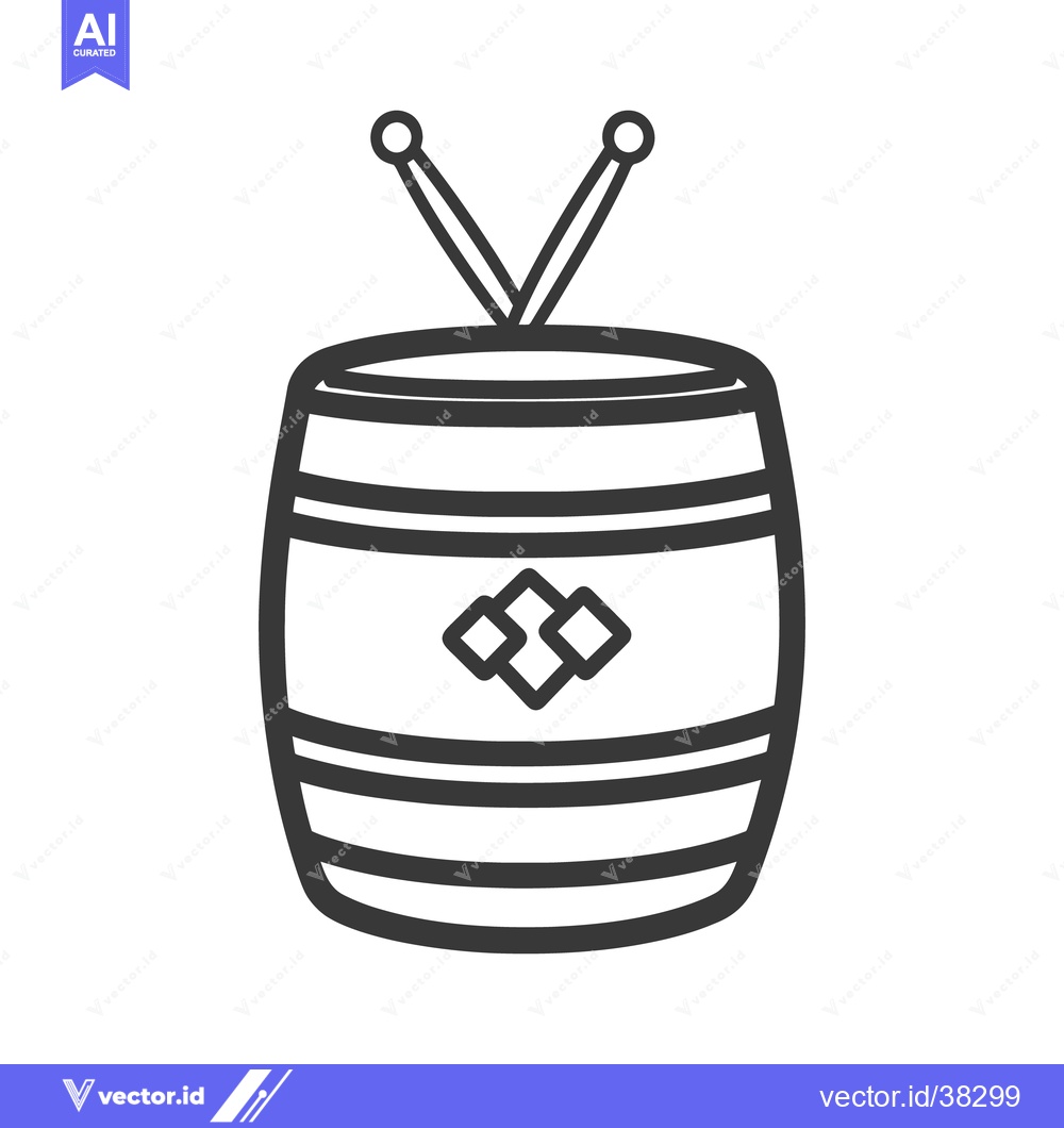 Premium Vector dari A stylized black and white illustration of a musical drum