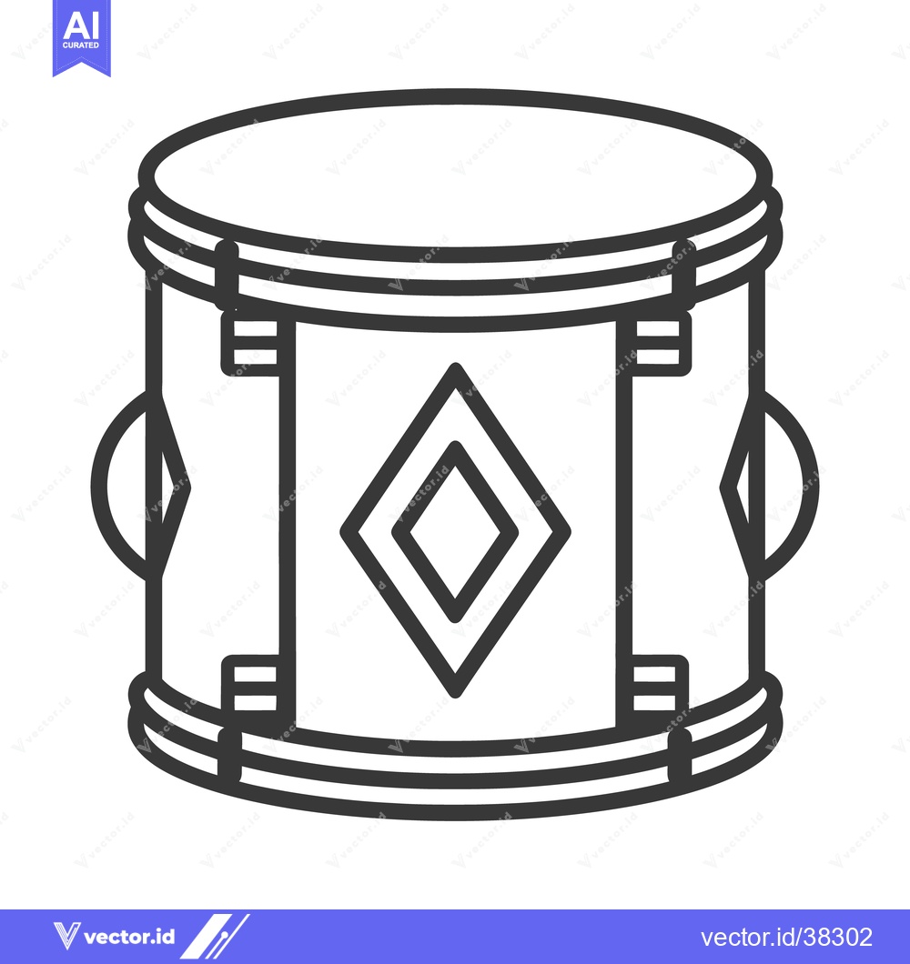 Premium Vector of An illustrated black and white image depicting a musical drum