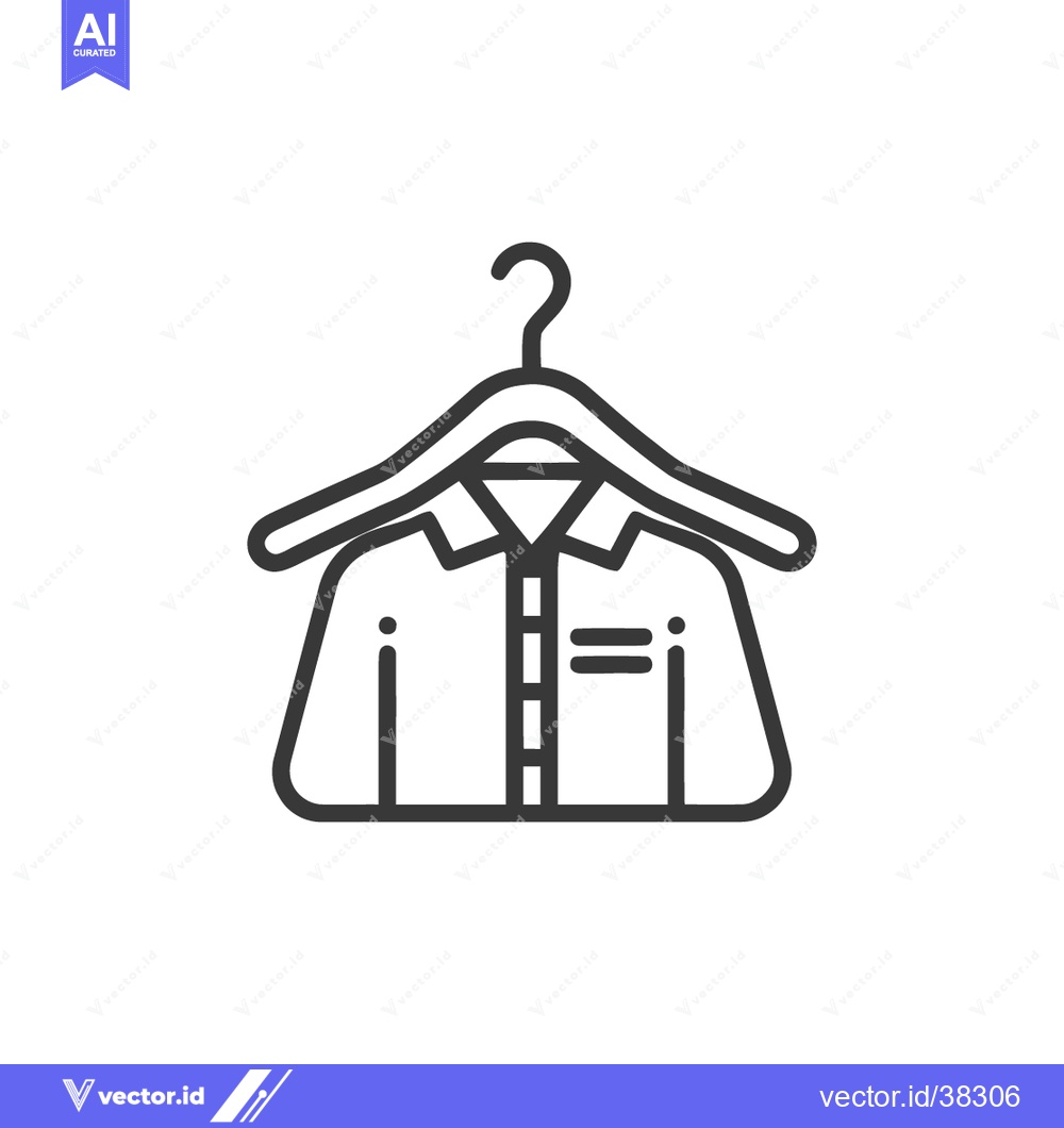 Premium Vector dari Minimalist Shirt Icon: Hanger, Collar, Buttons, Clean Design