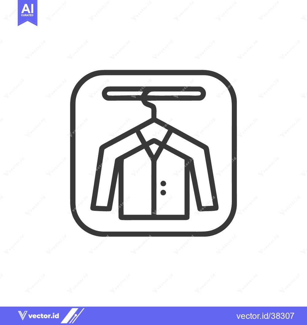 Premium Vector of Minimalist Shirt Icon: Hanger, Collar, Buttons, Rounded Square Frame