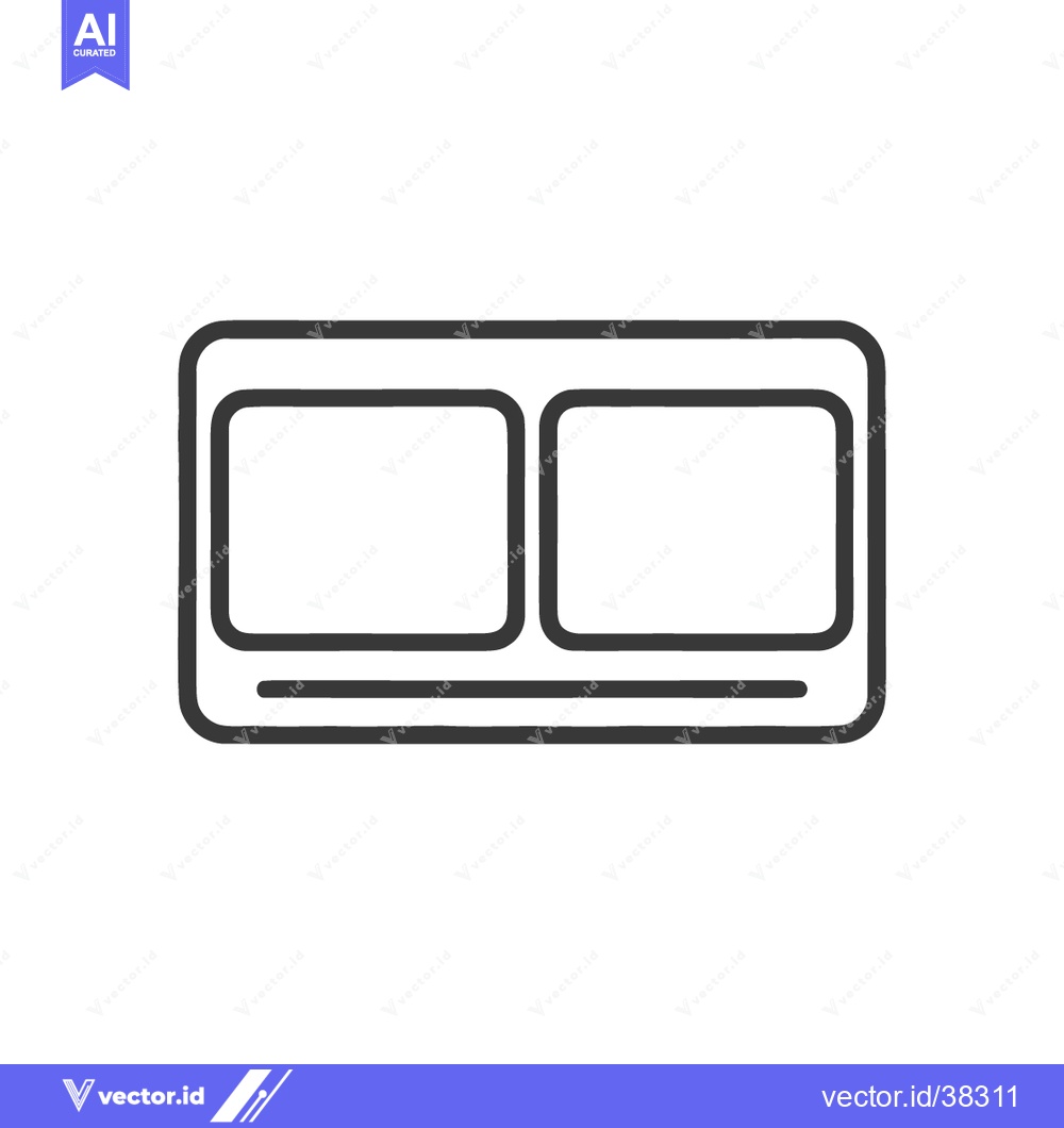 Premium Vector dari Minimalist Icon of a Double-Compartment Tray with Rounded Corners and