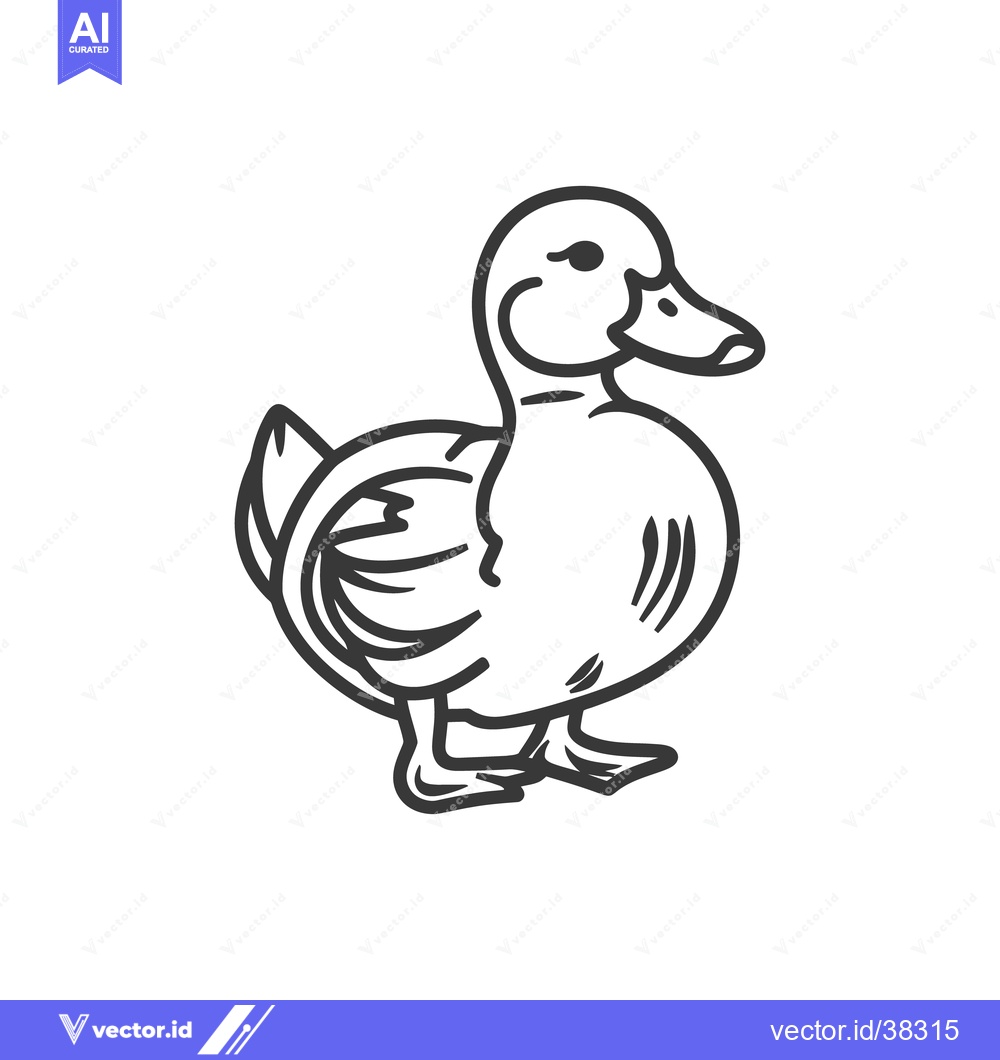 Premium Vector of A black and white drawing of a cute duck in profile