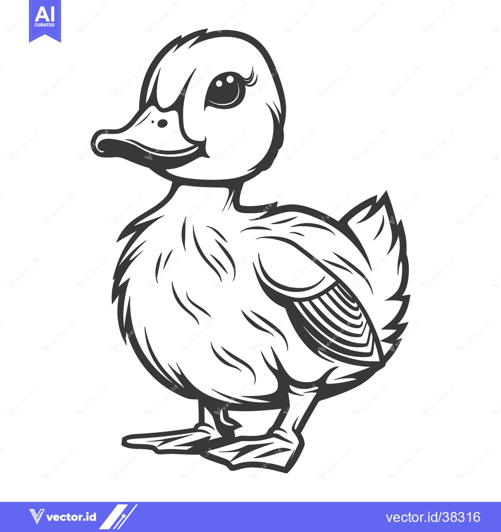 Premium Vector dari A cute illustrated duckling is standing with a curious expression
