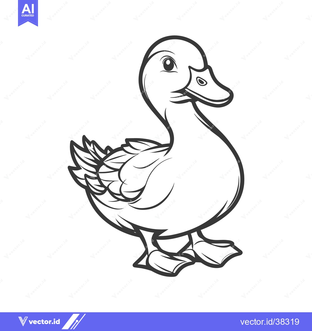 Premium Vector dari A charming drawing of a cartoon duck in standing position