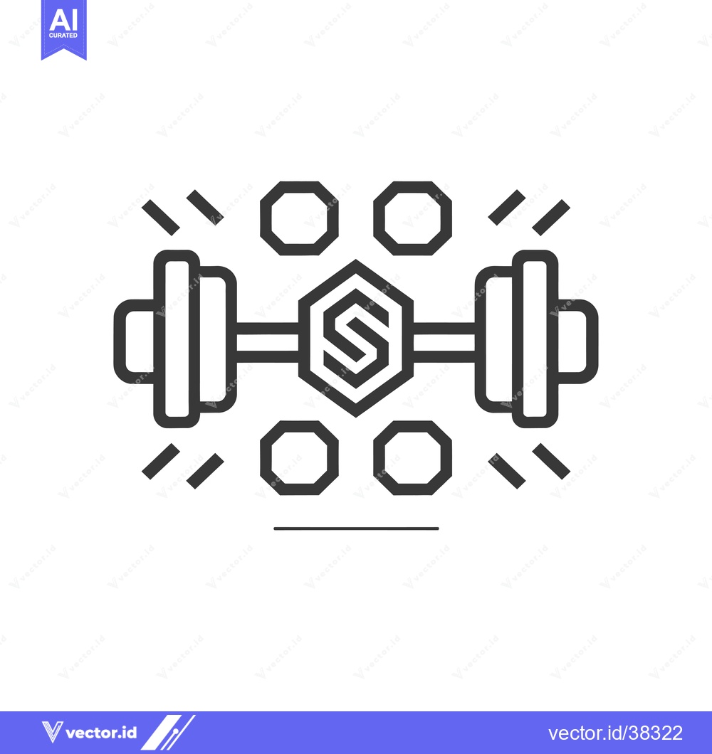 Premium Vector dari Dumbbell Icon with Hexagon and S Letter Inside